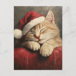 Schattigee en gezellige kerstkat in Santa Hat Briefkaart