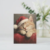 Schattigee en gezellige kerstkat in Santa Hat Briefkaart (Staand voorkant)