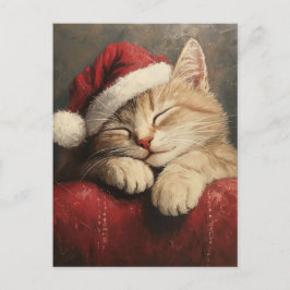 Schattigee en gezellige kerstkat in Santa Hat Briefkaart