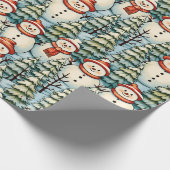 Schattigee en gezellige sneeuwman kerst cadeaupapier (Hoek)