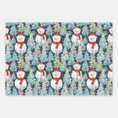 Schattigee en gezellige sneeuwman kerst inpakpapier vel (Voorkant 3)