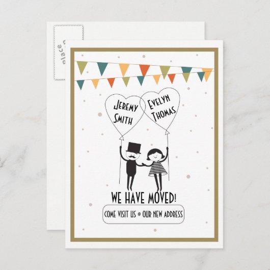 Schattigee en grappige alternatieve adreswijziging aankondigingskaart (Voorkant / Achterkant)