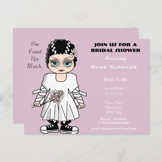 Schattigee en grappige bruidsdouche uitnodiging (Voorkant / Achterkant)