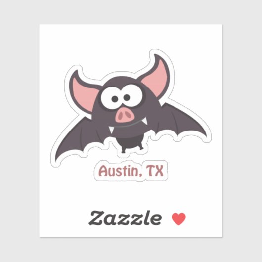 Schattigee en grappige Cartoon Austin Texas Bat Sticker (Vel)