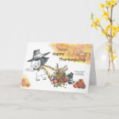 Schattigee en grappige cartoon Thanksgiving kaart (Gele Bloem)