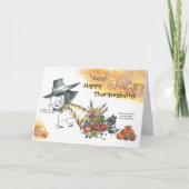Schattigee en grappige cartoon Thanksgiving kaart (Voorkant)