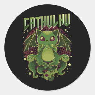 Schattigee en grappige Cathulhu Kawaii Cat Cthulhu Ronde Sticker