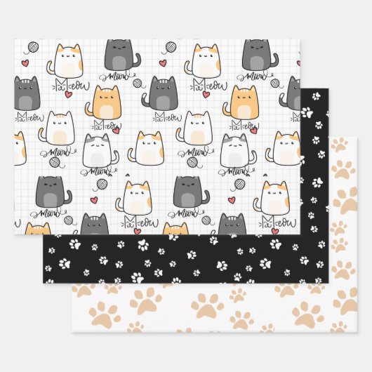 Schattigee en grappige Doddle Cats Cat Lover Inpakpapier Vel (Set)