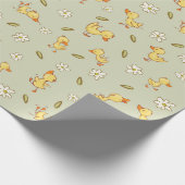 Schattigee en grappige eendjes op lichtgroen cadeaupapier (Hoek)