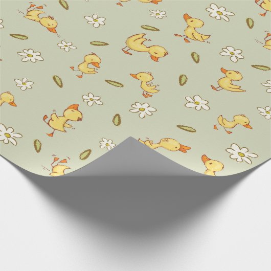 Schattigee en grappige eendjes op lichtgroen cadeaupapier (Hoek)