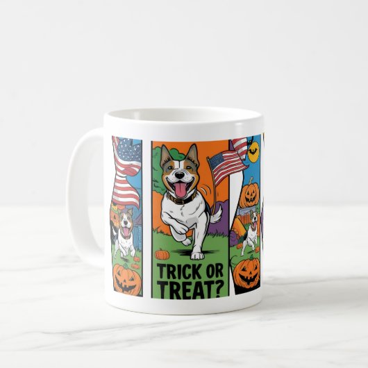 Schattigee en grappige Halloween Mok met hond (Voorkant links)