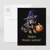 Schattigee en grappige Halloween teckel hond Feestdagenkaart (Voorkant / Achterkant)