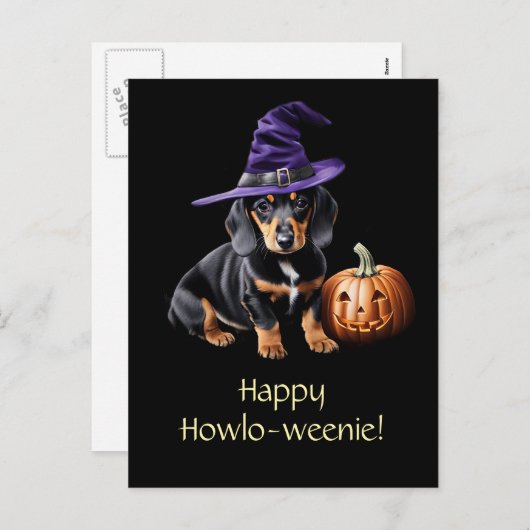 Schattigee en grappige Halloween teckel hond Feestdagenkaart (Voorkant / Achterkant)