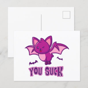 Schattigee en grappige Halloween Vampire Bats You Briefkaart