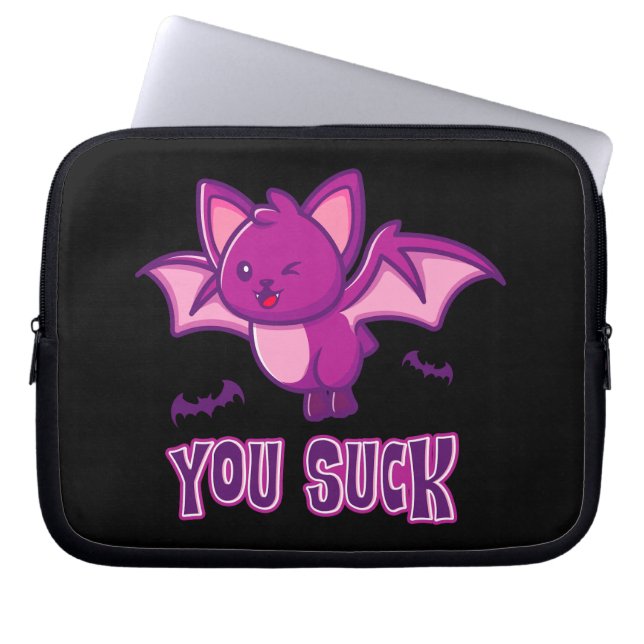 Schattigee en grappige Halloween Vampire Bats You  Laptop Sleeve (Voorkant)