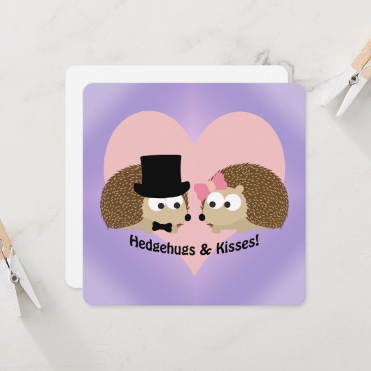 Schattigee en grappige hedgehugs en kusjes kaart (Voorkant / Achterkant in situ)