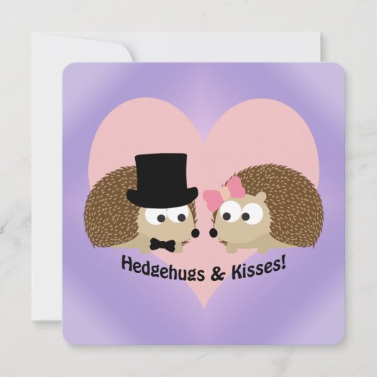 Schattigee en grappige hedgehugs en kusjes kaart (Voorkant)