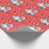 Schattigee en grappige kat kerst vrolijke groeten cadeaupapier (Hoek)