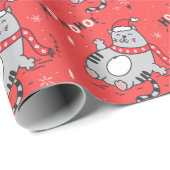 Schattigee en grappige kat kerst vrolijke groeten cadeaupapier (Rol Hoek)