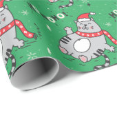 Schattigee en grappige kat kerst vrolijke groeten cadeaupapier (Rol Hoek)