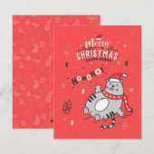 Schattigee en grappige kat kerst vrolijke groeten feestdagenkaart (Voorkant / Achterkant)