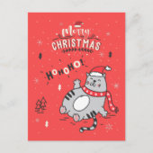 Schattigee en grappige kat kerst vrolijke groeten feestdagenkaart (Voorkant)
