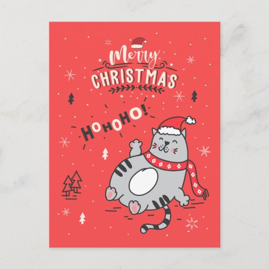 Schattigee en grappige kat kerst vrolijke groeten feestdagenkaart (Voorkant)