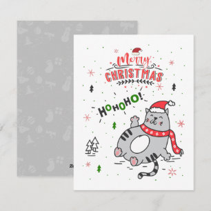 Schattigee en grappige kat kerst vrolijke groeten feestdagenkaart