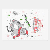 Schattigee en grappige kat kerst vrolijke groeten inpakpapier vel (Voorkant 2)
