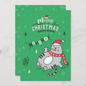 Schattigee en grappige kat kerst vrolijke groeten kaart (Voorkant / Achterkant)
