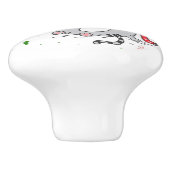 Schattigee en grappige kat kerst vrolijke groeten keramische knop (Zijkant)