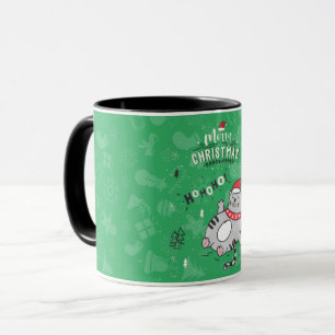 Schattigee en grappige kat kerst vrolijke groeten mok