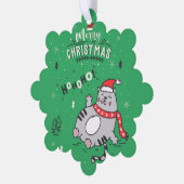 Schattigee en grappige kat kerst vrolijke groeten ornament kaart (Links)