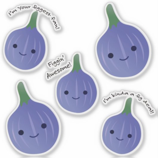 Schattigee en grappige Kawaii Figs Sticker Set (Voorkant)