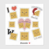 Schattigee en Grappige Kawaii Square Waffle Sticke Sticker (Vel)