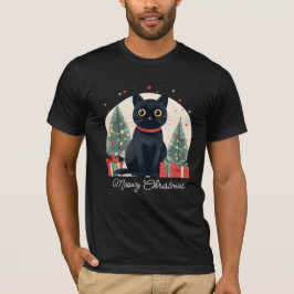 Schattigee en grappige kerst zwarte kat t-shirt