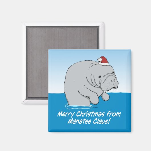 Schattigee en grappige Manatee Claus Magneet (Voorkant / Achterkant)
