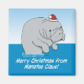 Schattigee en grappige Manatee Claus Magneet (Voorkant)