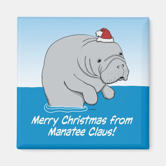 Schattigee en grappige Manatee Claus Magneet (Voorkant)