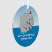 Schattigee en grappige Manatee Claus Ornament (voorkant)