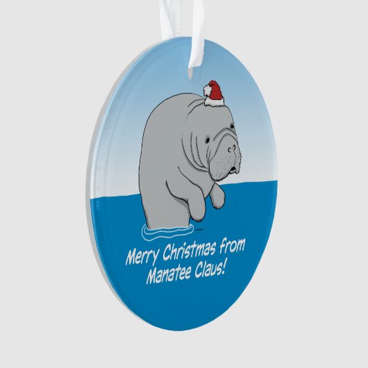 Schattigee en grappige Manatee Claus Ornament (voorkant)