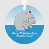 Schattigee en grappige Manatee Claus Ornament (achterkant)