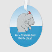 Schattigee en grappige Manatee Claus Ornament (voorkant)