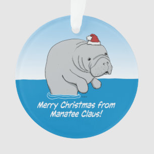 Schattigee en grappige Manatee Claus Ornament