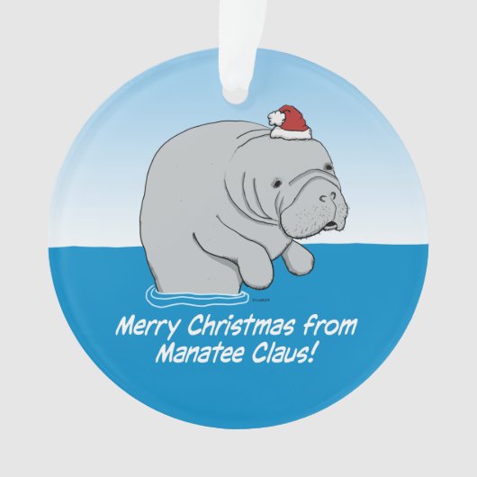 Schattigee en grappige Manatee Claus Ornament (voorkant)