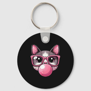 Schattigee en grappige poes roze zonneschermen en  sleutelhanger