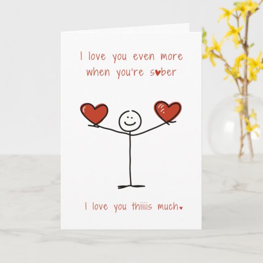 Schattigee en Grappige Sobriety Stickman Valentijn Kaart (Gele Bloem)