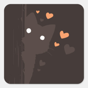 Schattigee en griezelige kat in het midden van de  vierkante sticker