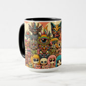 Schattigee en griezelige monsterreünie mok (Voorkant links)