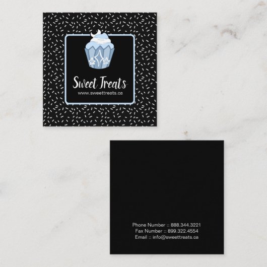 Schattigee en grillige cupcake bakkerij Visitekaar Vierkante Visitekaartje (Voorkant / Achterkant)